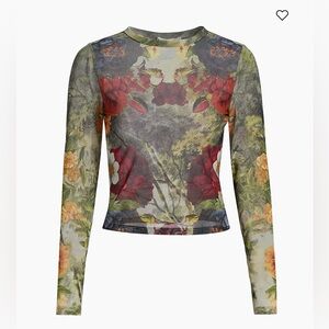 Alice and Olivia forbidden forest Delaina floral mesh top